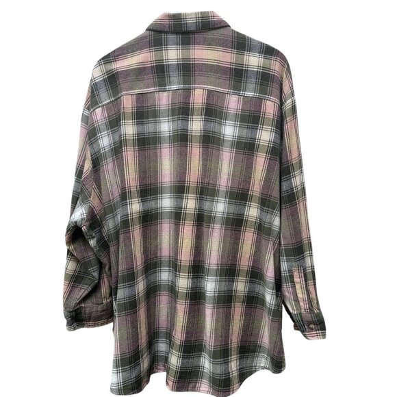 OLD NAVY Boyfriend Flannel Shirt Womens Plus Size 3X Green Plaid Button Down - Picture 4 of 8